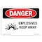 Signmission Safety Sign, OSHA Danger, 7" Height, 10" Width, Aluminum, Explosives Keep Away, Landscape OS-DS-A-710-L-2009 - alternate 1